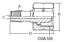 INFIT CGA555 X .25MP - CGA 555 Swivel Adapters